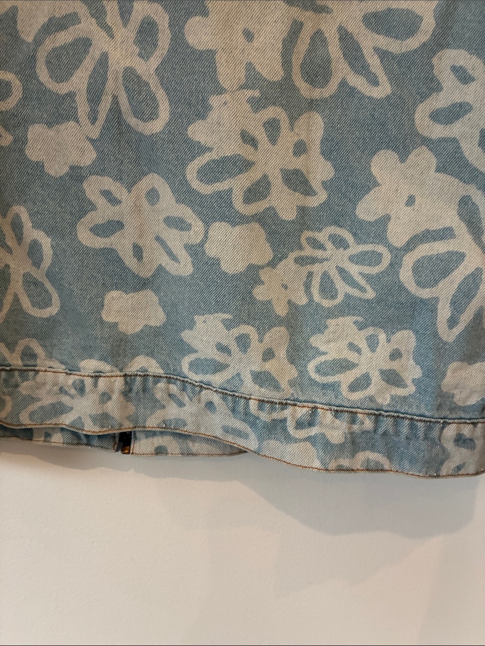 Butter Light Blue Denim Jacket with White Floral Print - Picture 10 of 11